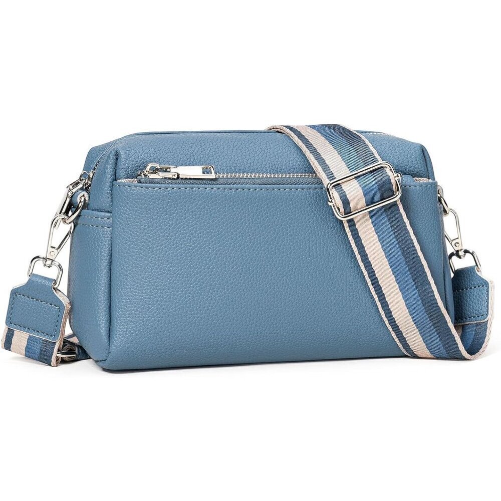 Vegan Leather Crossbody Bag Women Lightweight Shoulder Purse Multiple Pockets